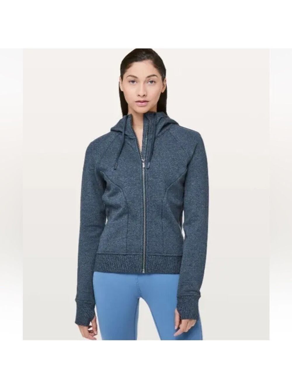 Lululemon Huddle & Hustle Hoodie Heathered Blue Sz 6 Full Zip Sweatshirt - Picture 1 of 12